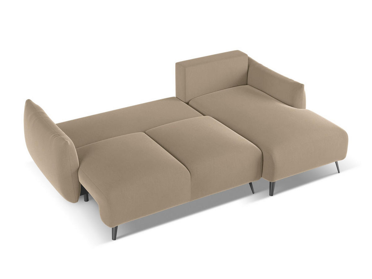 3-SITZER SOFA mit Schlaffunktion Strukturstoff Stoff Beige - Beige/Creme, Kunststoff/Textil (216/86/105cm) - Makamii