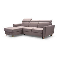 ECKSOFA SAPORE Beige Geflochtener Stoff mit Schlaffunktion - Beige, Holz (235/170cm) - MASSENO