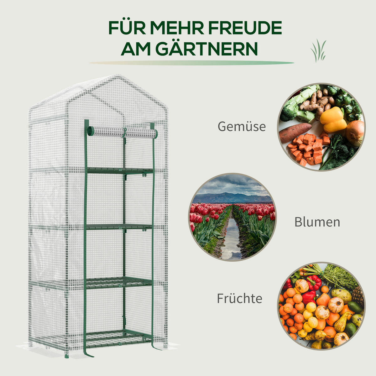 FOLIENGEWÄCHSHAUS, Weiß, PVC, Stahl - Weiß, Kunststoff (50/160/70cm) - Outsunny