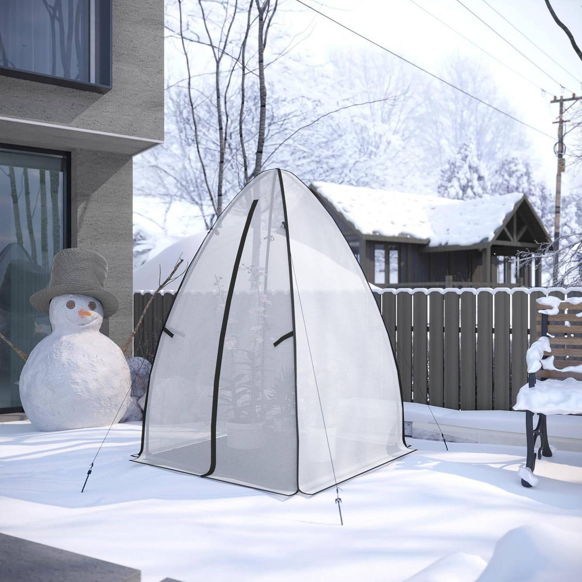 FOLIENGEWÄCHSHAUS, schwarzes Frostschutzgewebe, 120x180 cm - Schwarz/Weiß, Textil/Metall (120/180/120cm) - Woltu