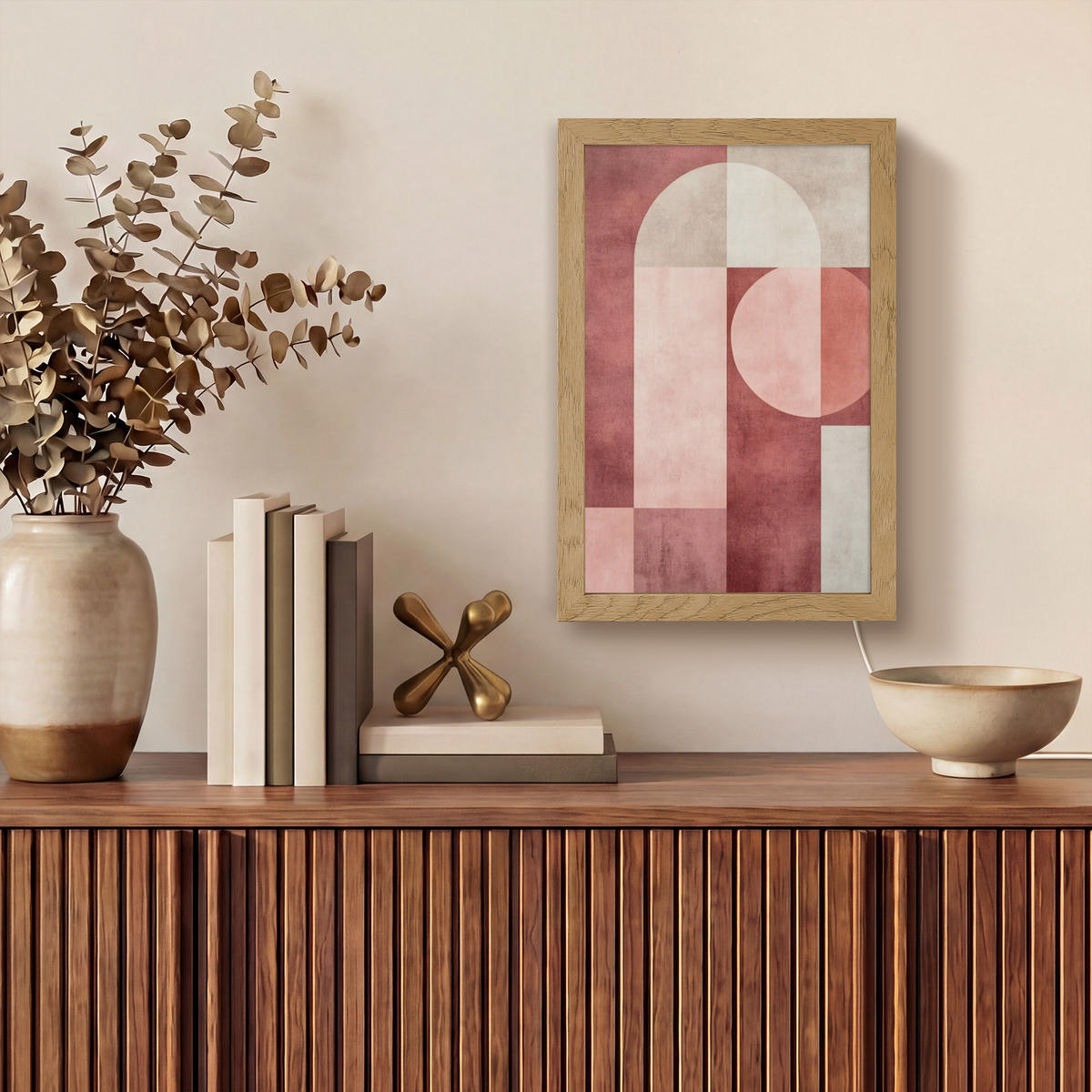 NÁSTĚNNÁ LAMPA Postavy - Abstraktní - Růžová 20x30 cm - starorůžová, kompozitní dřevo (20/30/8cm) - OnlyWow