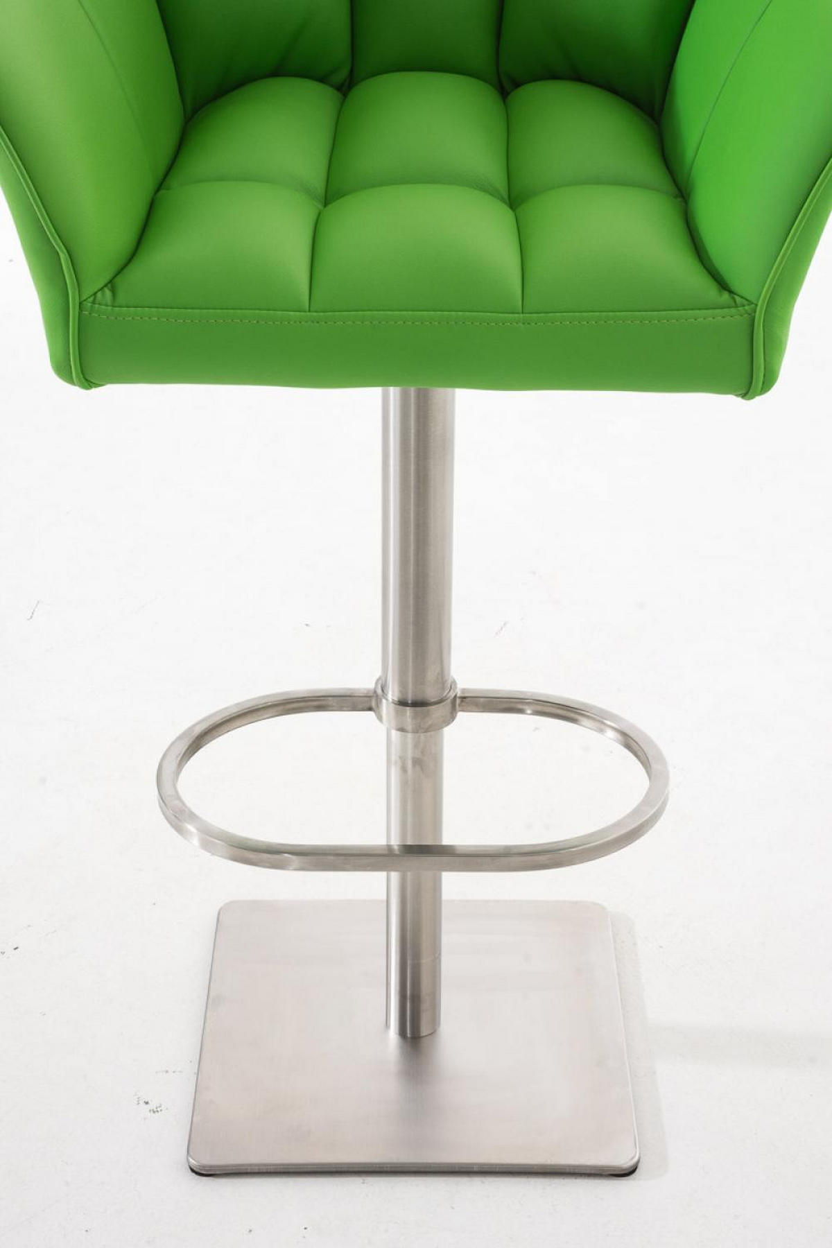 BARHOCKER 2er Set Lederlook Grün - Edelstahlfarben/Grün, Textil/Metall (64/88/45cm) - CLP