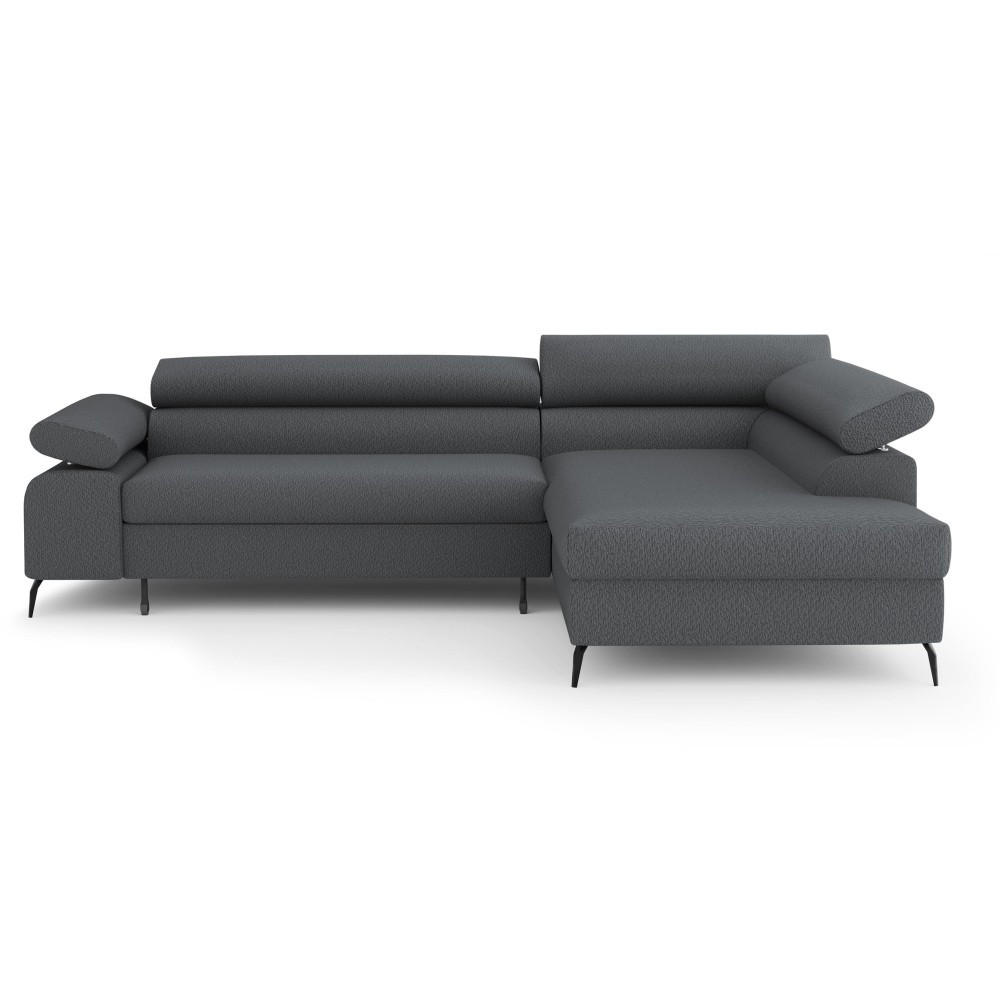 ECKSCHLAFSOFA Mellow mit Bettkasten, Dunkelgrau, rechts - Dunkelgrau/Schwarz, Textil (270/205cm) - Beautysofa