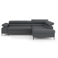 ECKSCHLAFSOFA Mellow mit Bettkasten, Dunkelgrau, rechts - Dunkelgrau/Schwarz, Textil (270/205cm) - Beautysofa