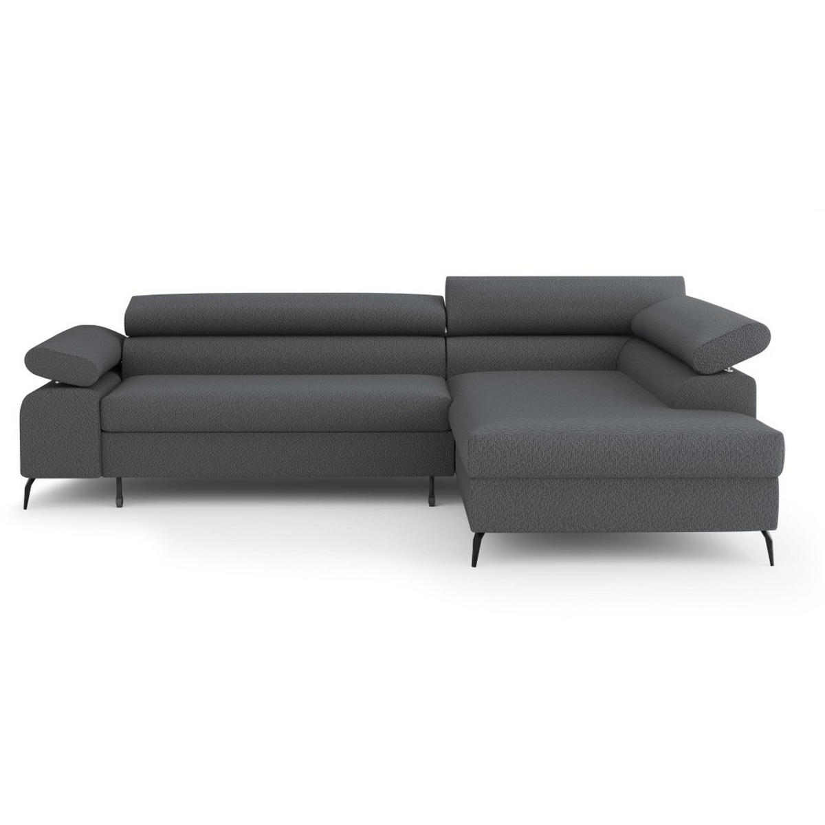 ECKSCHLAFSOFA Mellow mit Bettkasten, Dunkelgrau, rechts - Dunkelgrau/Schwarz, Textil (270/205cm) - Beautysofa