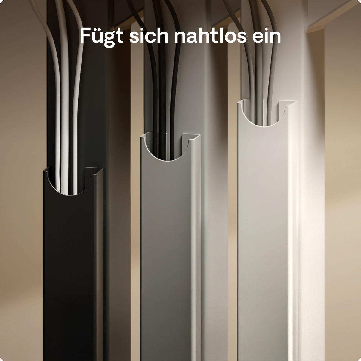 MAGNETISCHER Kabelkanal Schreibtisch Weiß, 37x5x2,5cm - Weiß, Metall (37/5/2.5cm) - Desktronic