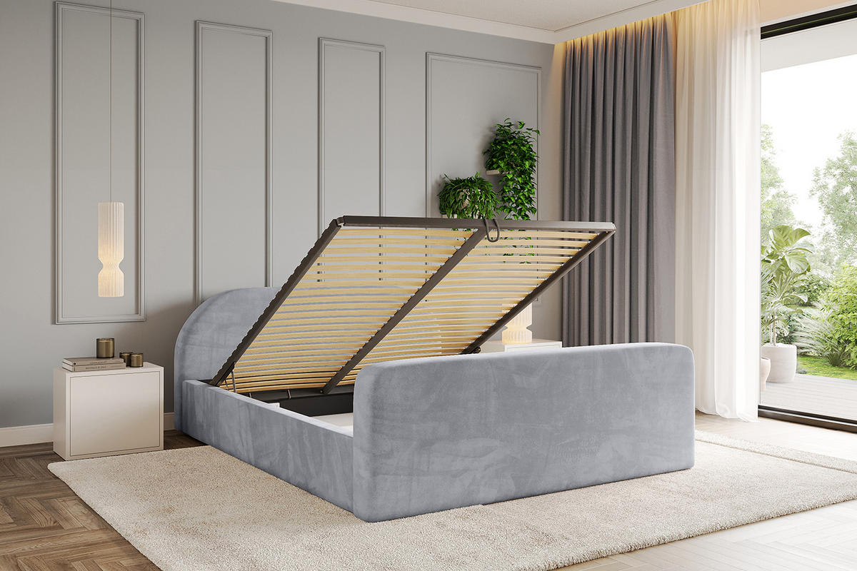 POLSTERBETT mit Bettkasten, Fußteil und Lattenrost, Boxbett ohne Matratze - TIVON-Z-V1 180x200 Hellgrau - Hellgrau, Holzwerkstoff/Textil (180/200cm) - ALTDECOR