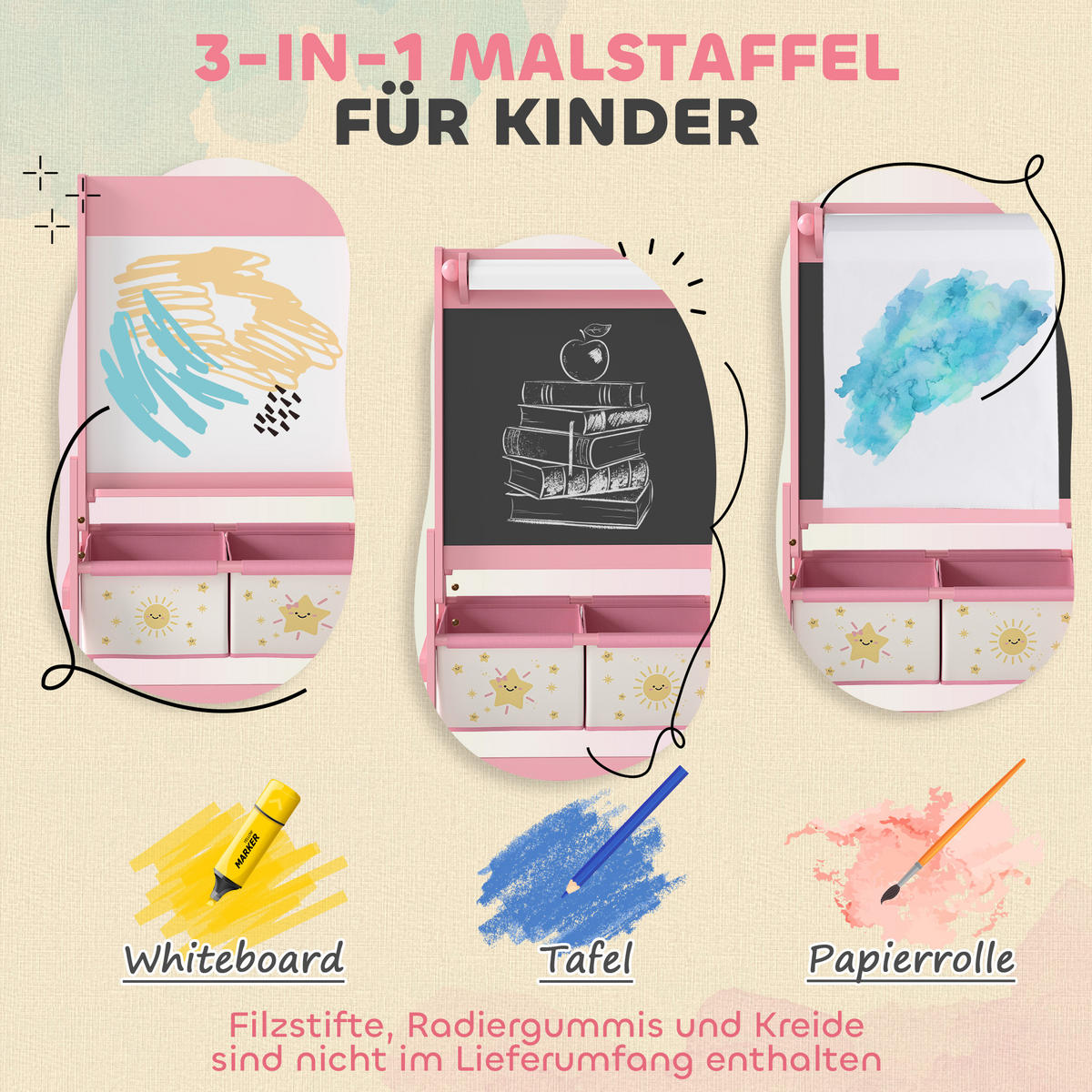 KINDERTAFEL MDF Kiefernholz Rosa - Rosa, Holzwerkstoff (46/94/54cm) - AIYAPLAY