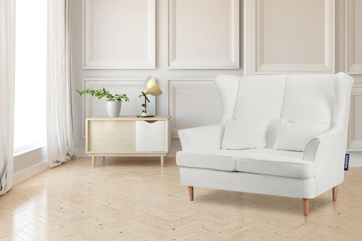 DOPPELSESSEL STRALIS Klassische Stil, weiß - Weiß, Textil (136/106/96cm) - KONSIMO®