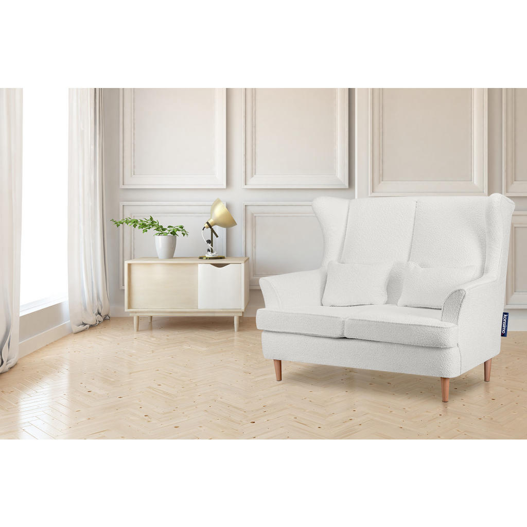 Thumbnail - Konsimo® Doppelsessel, Weiß, Textil, 136x106x96 cm, Wohnzimmer, Sofas & Couches, Sofas, 2-Sitzer Sofas