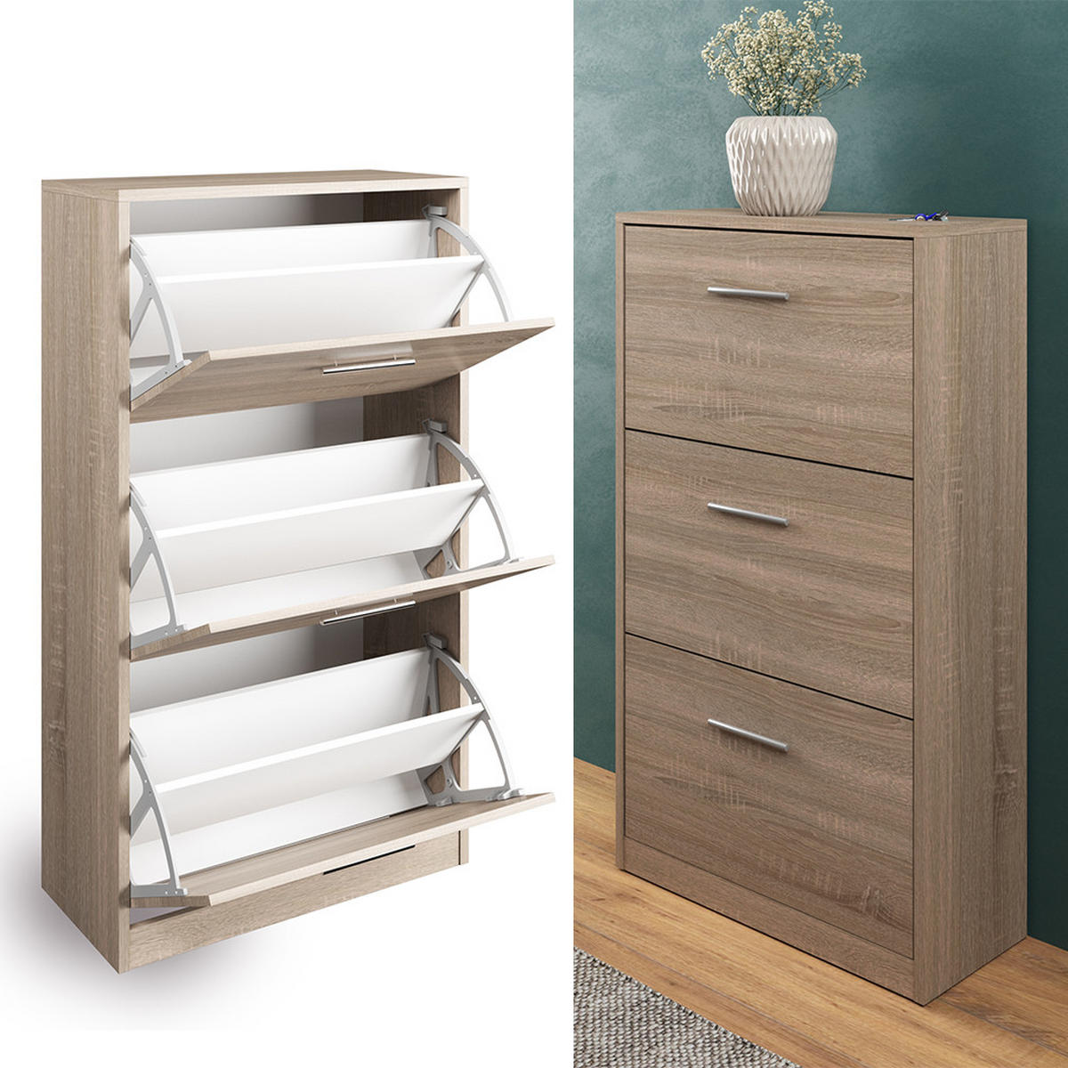 SCHUHKIPPER Gizmo Sonoma 59 x 105 cm - Braun/Sonoma Eiche, Holzwerkstoff (59/105/22cm) - Vicco