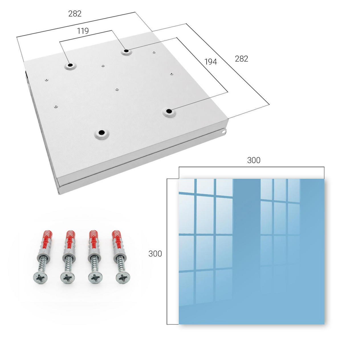 SCHLÜSSELBOX Weiß 30x30 cm – Türöffnung nach rechts - Blaue Farbe - Blau, Metall (30/30/5cm) - TULUP