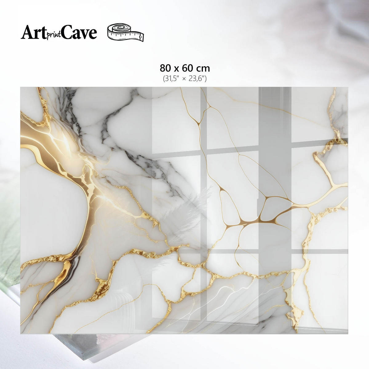GLASPLATTE 80x60 cm – Abstrakter Marmor - Creme, Glas (0.4/80/60cm) - ArtPrintCave
