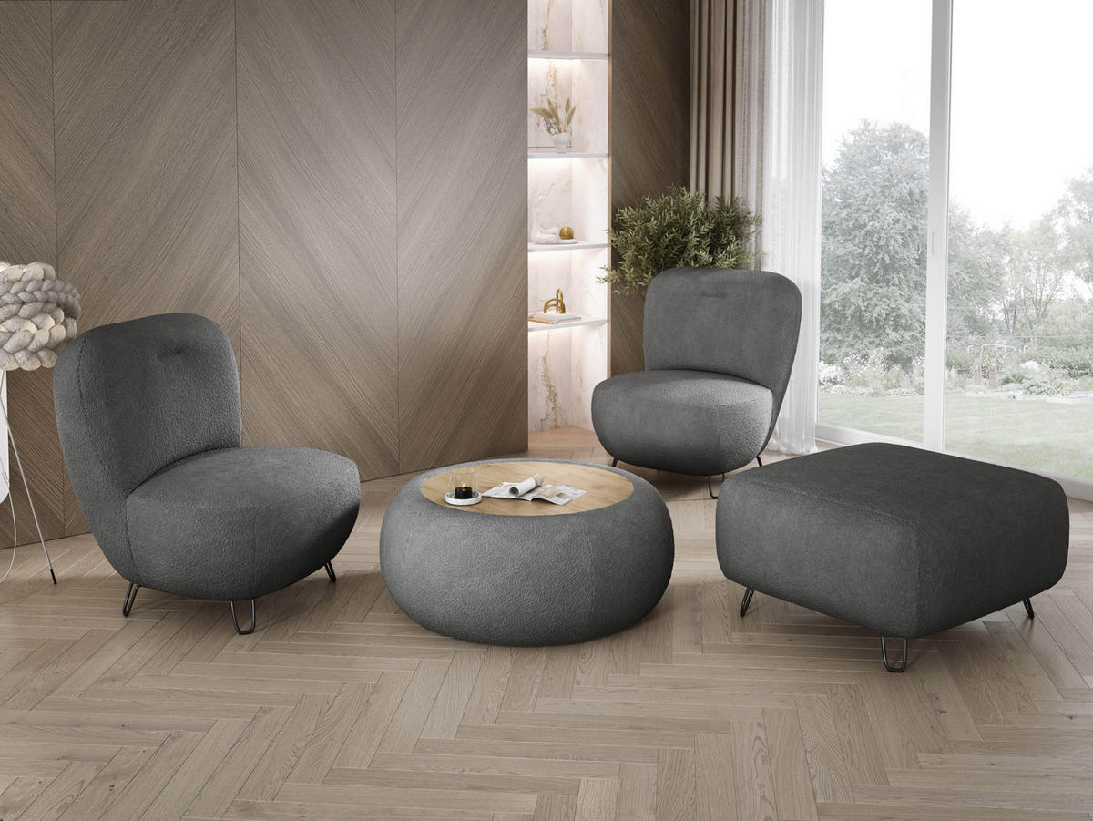 SESSEL LUIS, Skandinavischer Stil – Freistehend, 82×56×82 cm, ANTHRAZIT - Anthrazit/Schwarz, Holz/Textil (82/82/66cm) - DomoHome