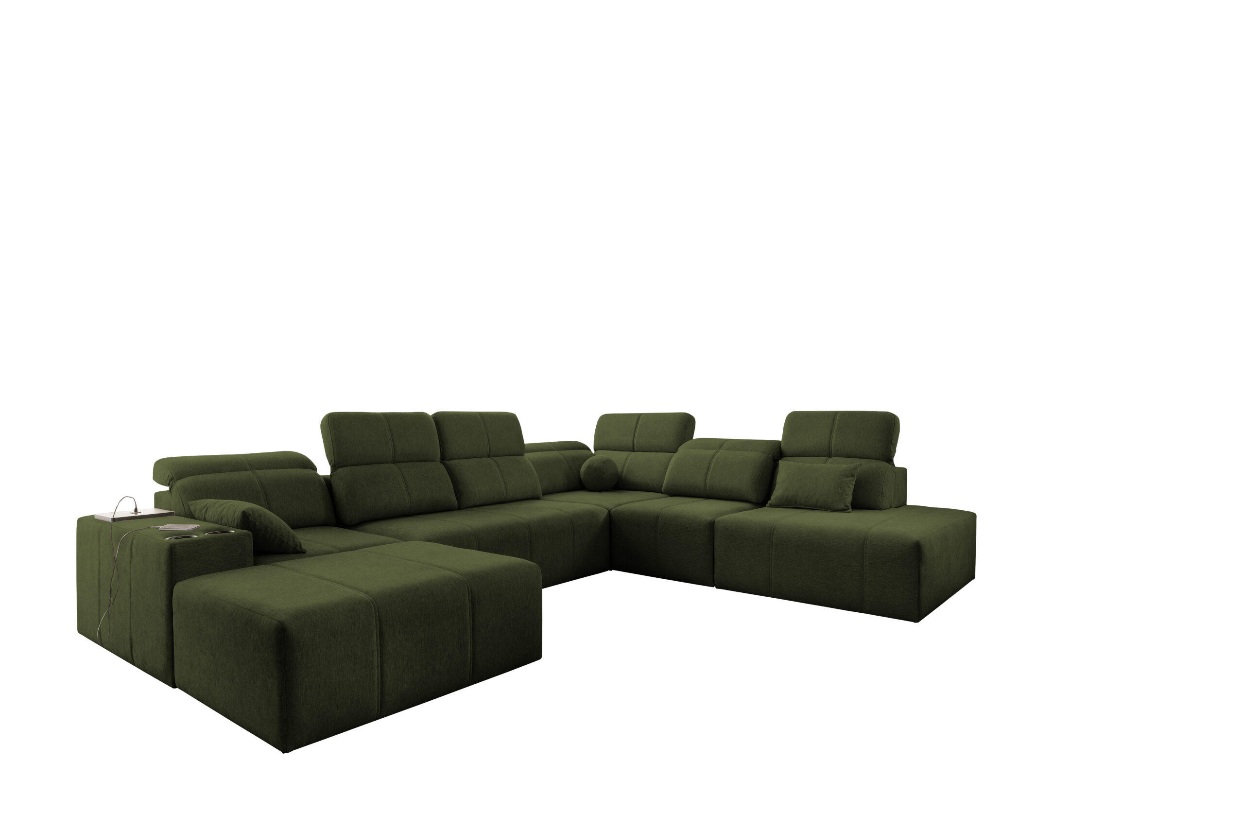 ECKSOFA Multifunktional Mindy X Stoff Verita Dunkelgrün Links - Dunkelgrün, Holz (300/359cm) - Kaiser Möbel