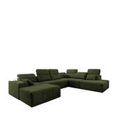 ECKSOFA Multifunktional Mindy X Stoff Verita Dunkelgrün Links - Dunkelgrün, Holz (300/359cm) - Kaiser Möbel