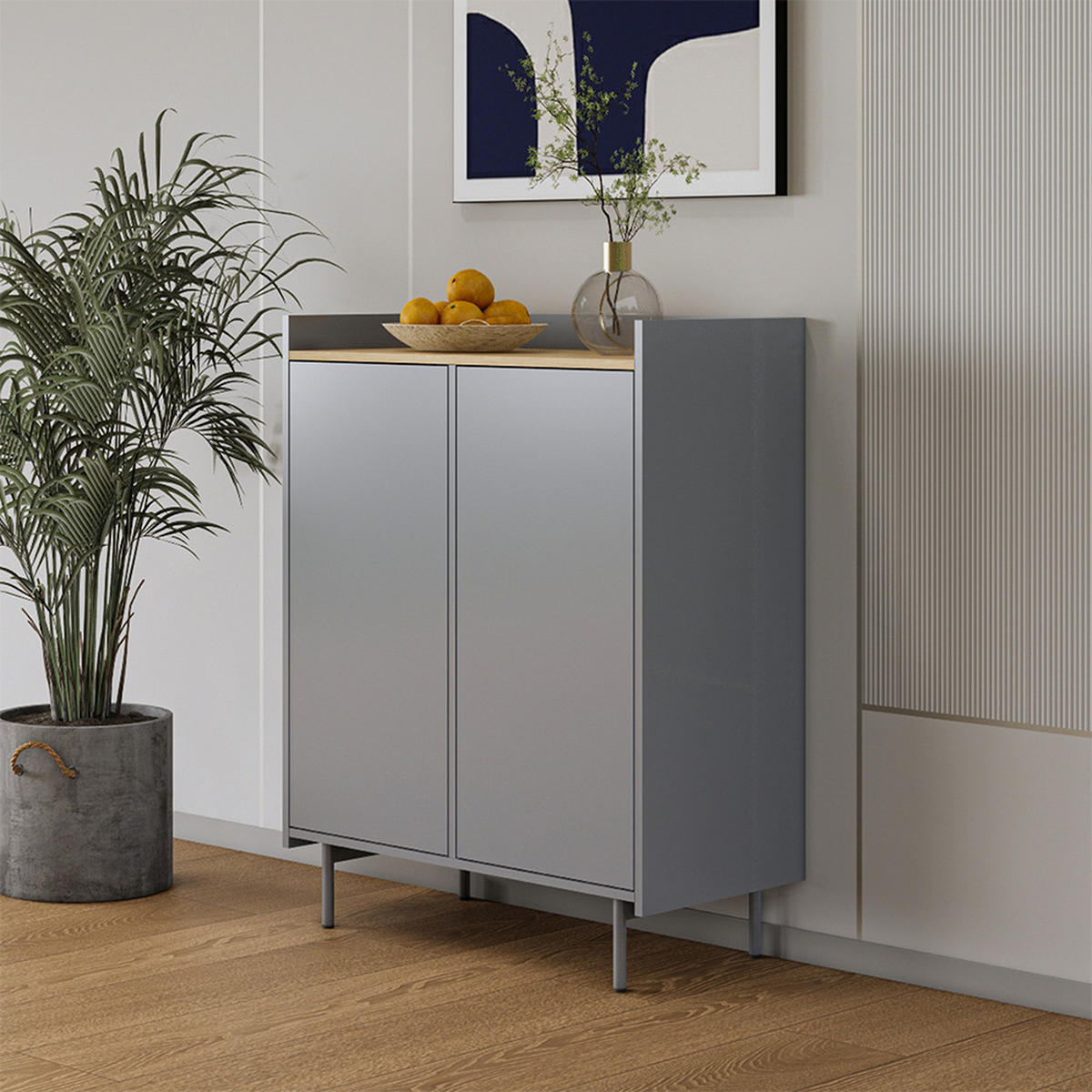 KOMMODE Velina Grau/Eiche 80 x 103 cm mit 6 Fächern - Eichefarben/Grau, Holzwerkstoff (80/103/40cm) - Vicco