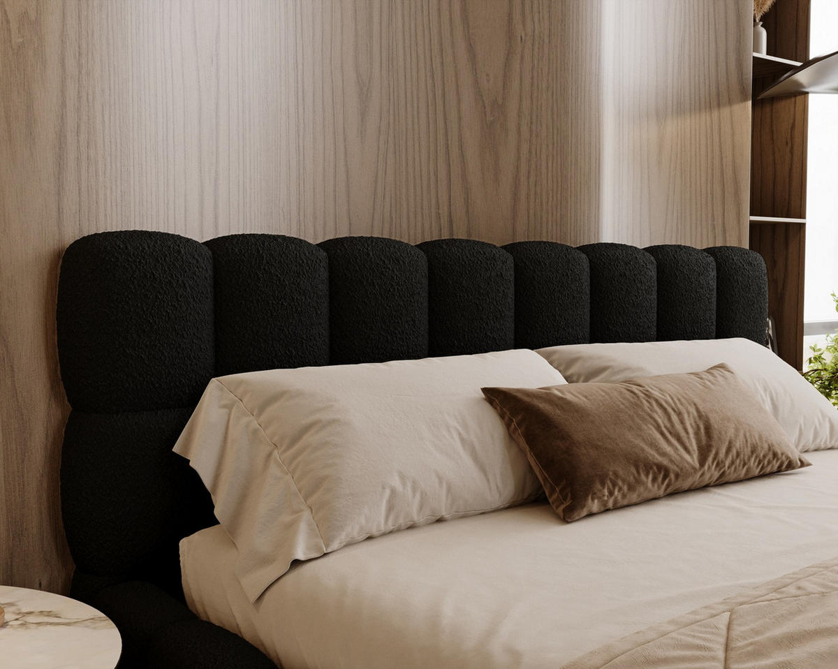POLSTERBETT ALMA 160 x 200 cm, Bubble, Bouclé, schwarz - Schwarz, Textil (160/200cm) - Labett