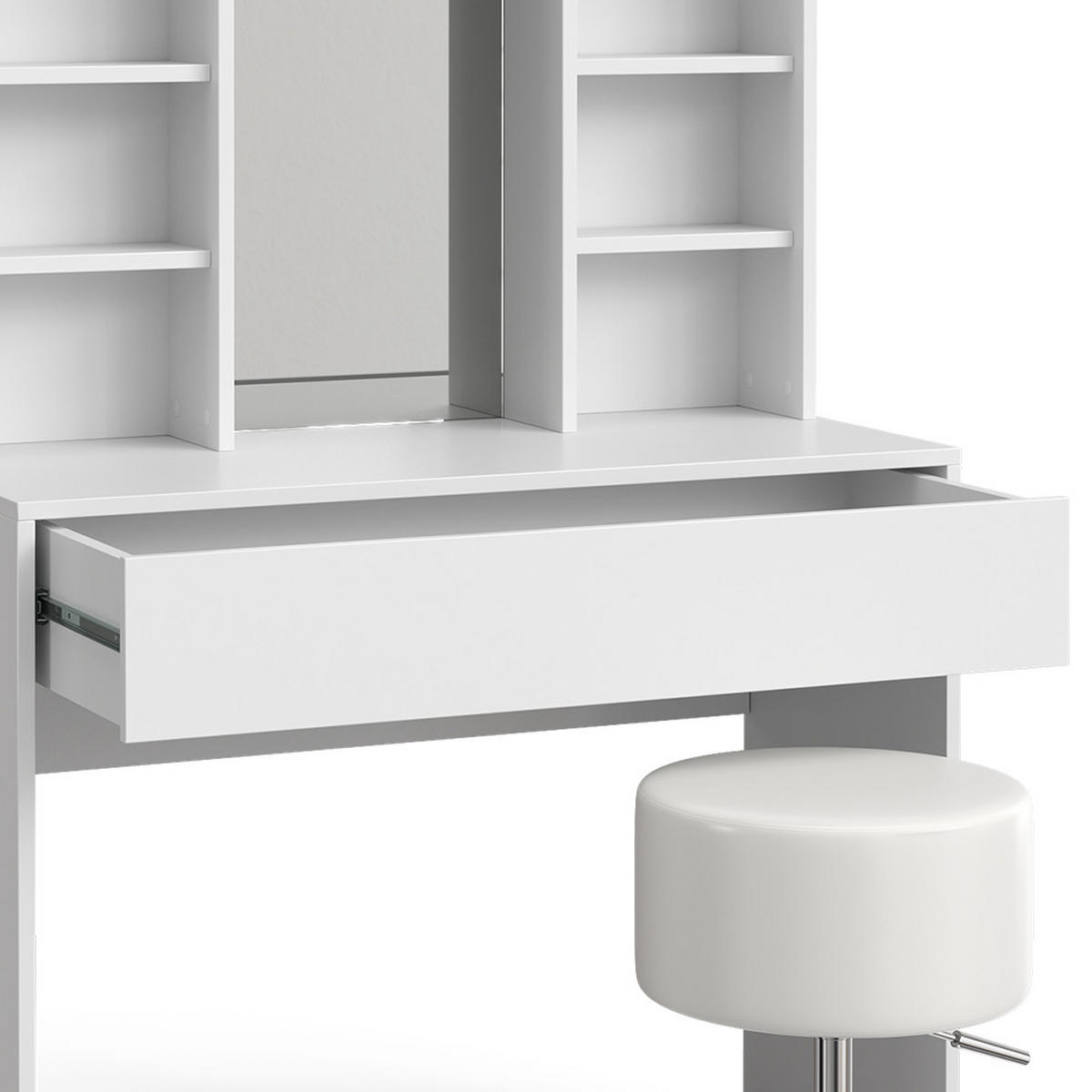 SCHMINKTISCH Alexa Weiß 93 cm mit Hocker - Weiß, Holzwerkstoff (93/147/40cm) - Vicco