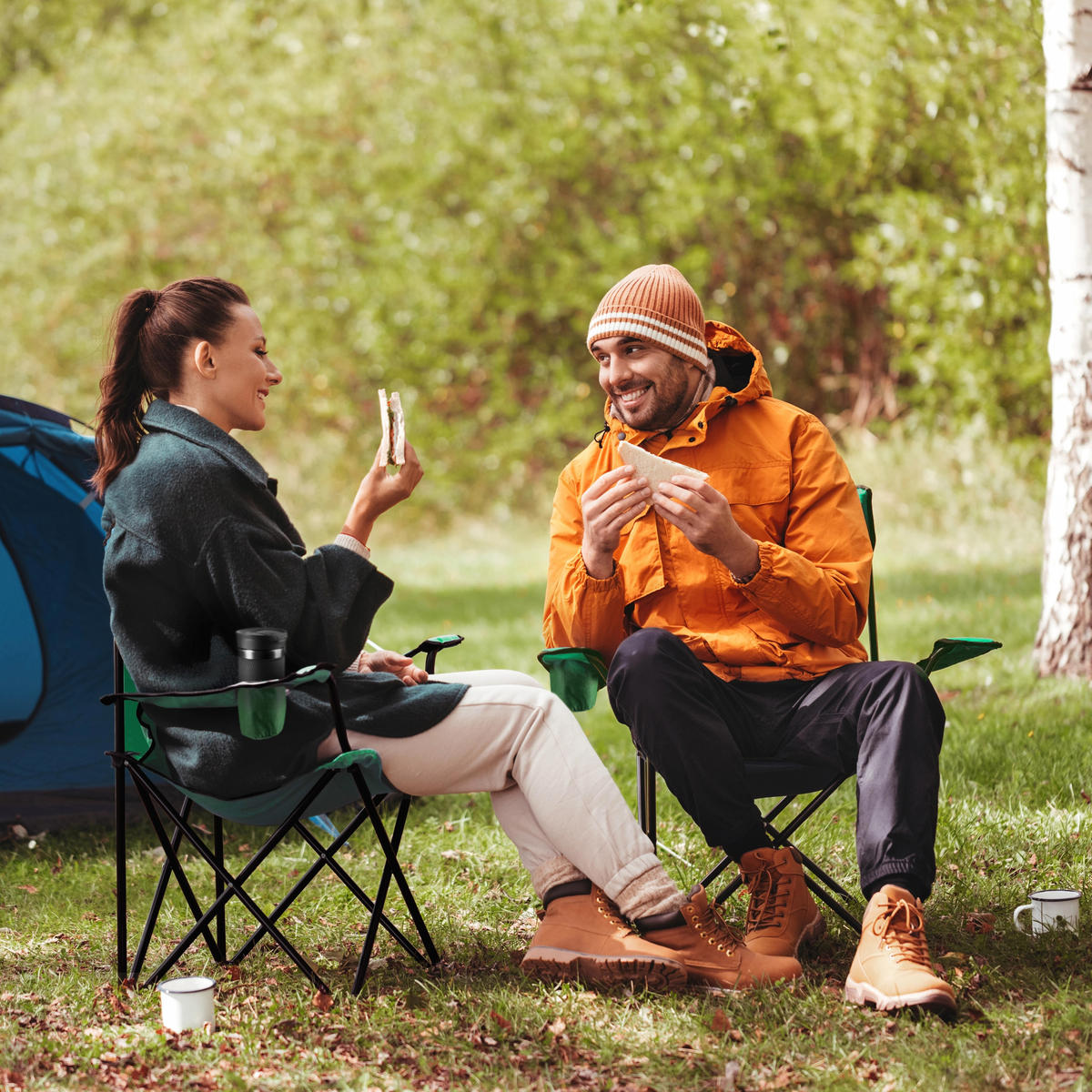 GARTEN-RELAXSESSEL bis 125kg, mit Getränkehalter & Tragetasche - Grün, Textil (75/80/50cm) - Outtec