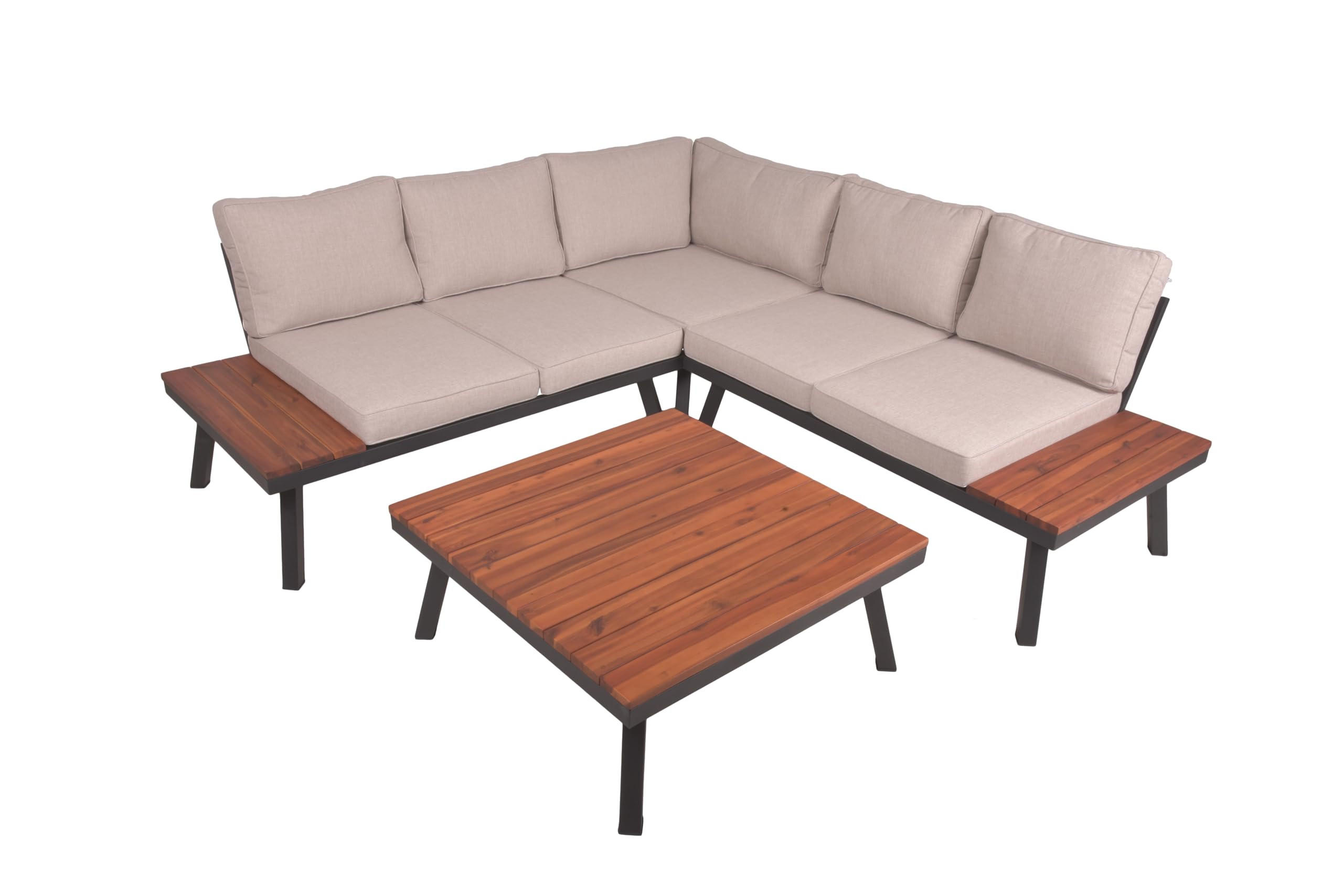 GARTENLOUNGESET Julie 4-teilig Beige Gartenmöbel - Beige, Holz - DELUKE