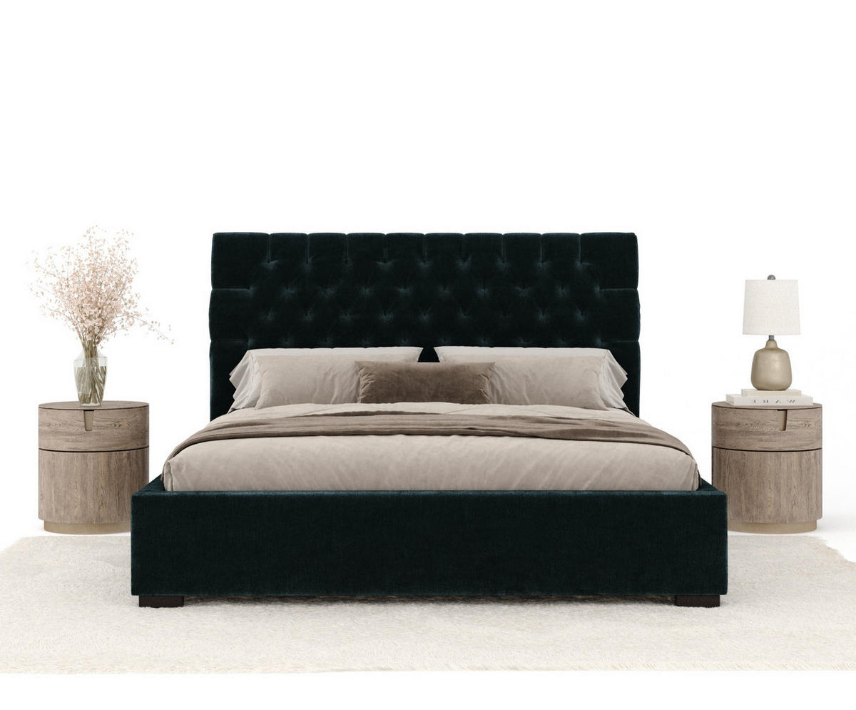 POLSTERBETT Vezzola Türkisfarben 180/200 cm im Chenille-Stoff - Türkis/Schwarz, Holz/Holzwerkstoff (180/200cm) - Maison de Reve