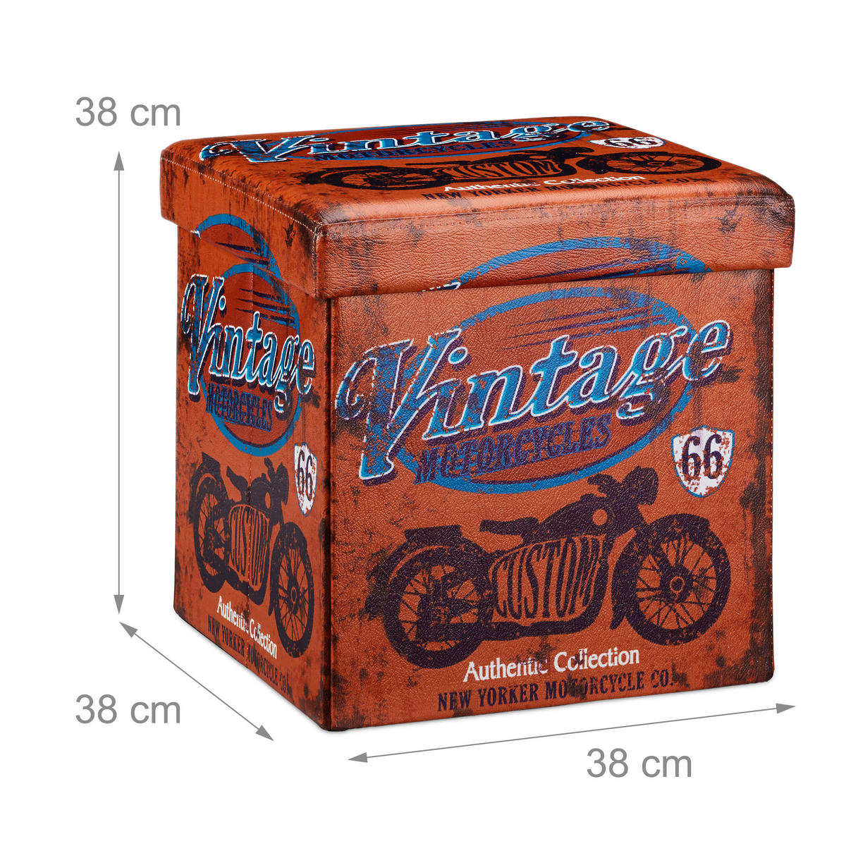 SITZHOCKER - Multicolor, Holzwerkstoff/Kunststoff (38/38/38cm) - Relaxdays