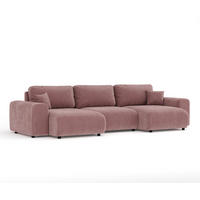 PANORAMASOFA Zanzibar Rosa Samtstoff - Schwarz/Rosa, Holz/Holzwerkstoff (325/79/144cm) - Maison de Reve