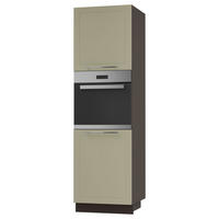 BACKOFENHOCHSCHRANK Kvantum D14/RU/2D Vanille Matt / Lava Matt 60 / 59 / 207cm - Dunkelgrau/Creme, Holz/Holzwerkstoff (60/207/59cm) - Feldmann-Wohnen