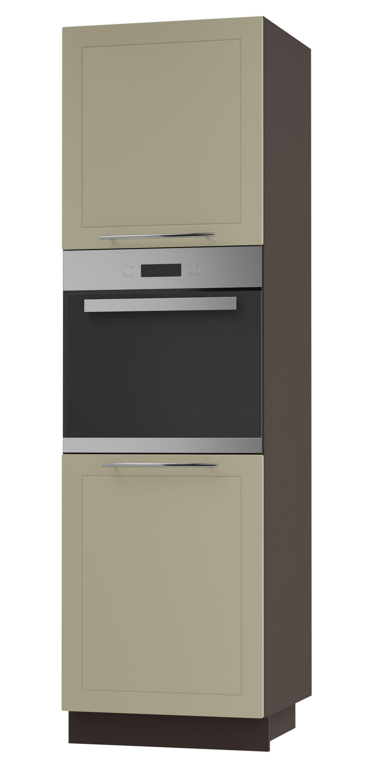 BACKOFENHOCHSCHRANK Kvantum D14/RU/2D Vanille Matt / Lava Matt 60 / 59 / 207cm - Dunkelgrau/Creme, Holz/Holzwerkstoff (60/207/59cm) - Feldmann-Wohnen
