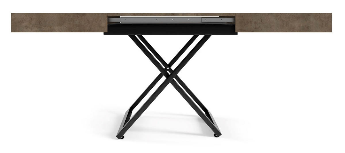 COUCH-/ESSTISCH Sanna X Chicago Concrete dunkelgrau 120 - 200 / 80 / 27 - 80cm - Dunkelgrau/Schwarz, Holz/Holzwerkstoff (80/120/27cm) - Feldmann-Wohnen