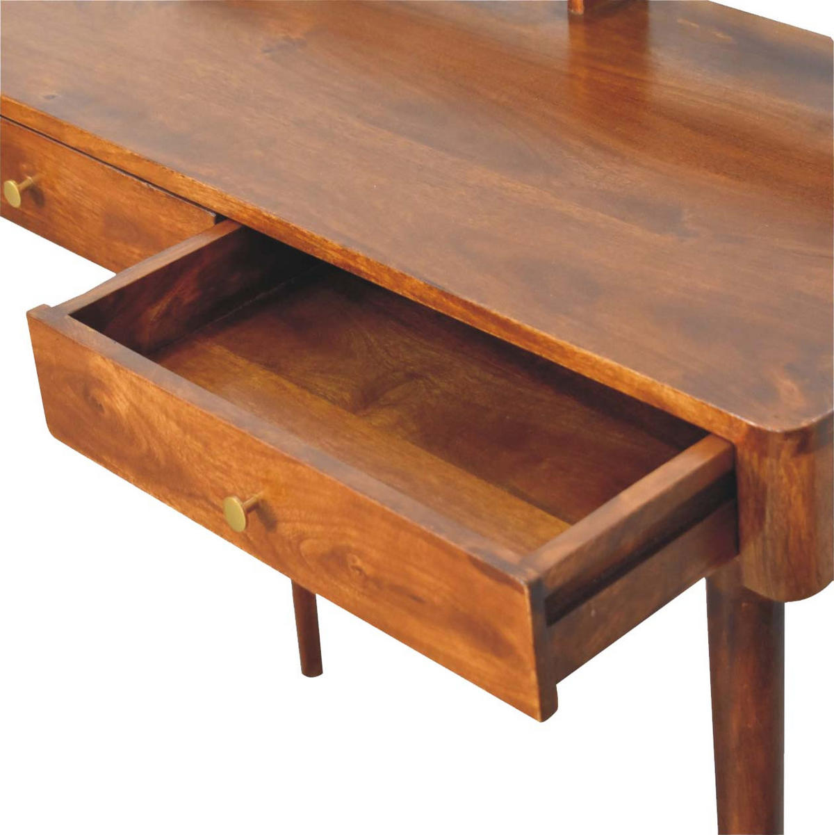 KONSOLE Elevated Kastanie, 2 Schubladen, Dunkelbraun - Dunkelbraun/Messingfarben, Mangoholz/Holz (45/100/88cm) - Artisan Furniture
