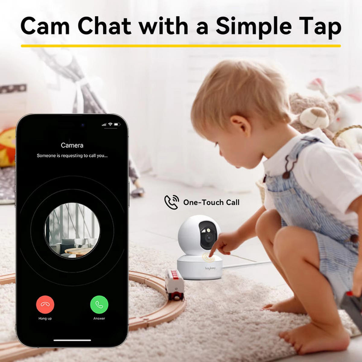 BABYPHONE 3MP WiFi Kamera 2.4G 5G Auto Tracking 24/7 Überwachung - Weiß, Kunststoff - Kaket