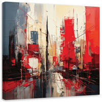 LEINWANDBILD Stadt Moderne Abstraktion Architektur 60x60cm - Rot, Textil (60/60cm) - Feeby