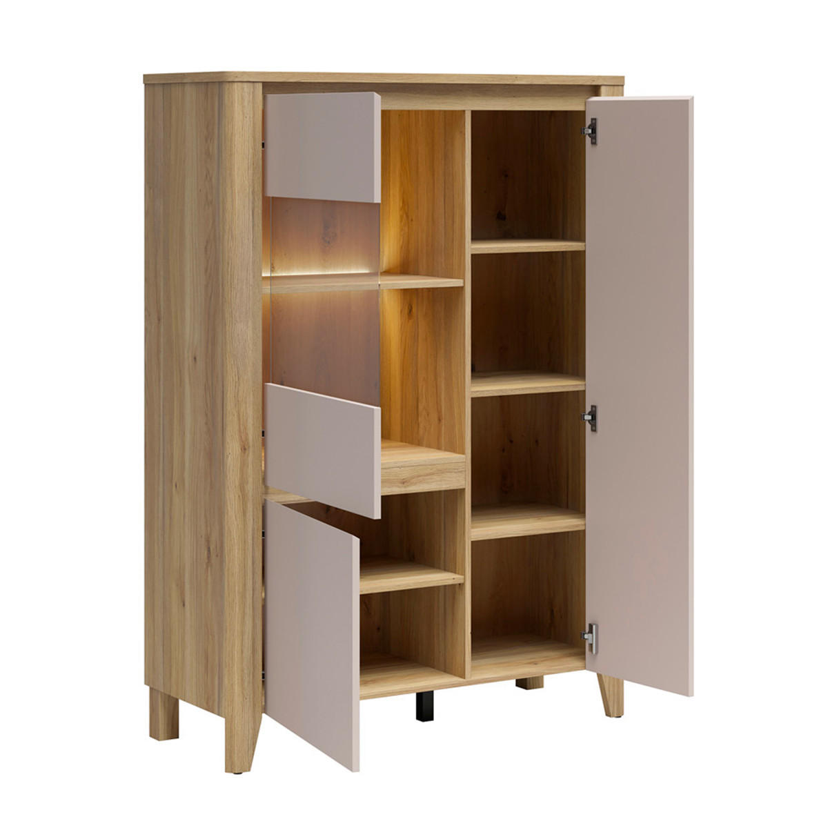 GESCHIRRSCHRANK Samara Holz - Braun, Holzwerkstoff (107/152/42.5cm) - Petits-meubles