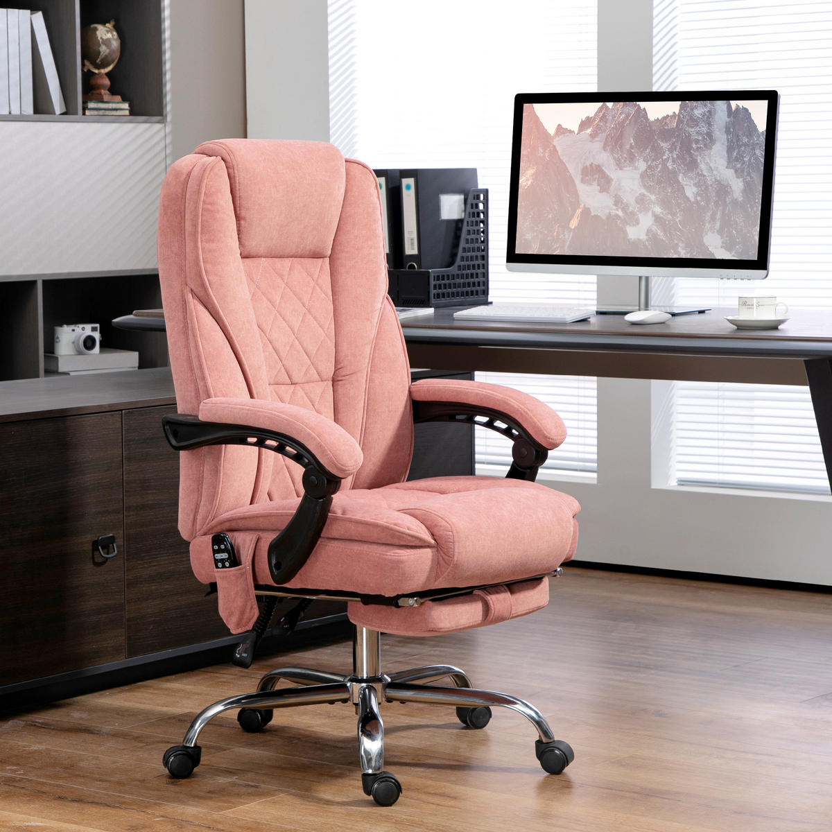 BÜROSTUHL mit Massagefunktion Polyester Stahl Rosa - Rosa, Metall (67/119/72cm) - Vinsetto