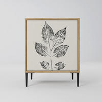 SIDEBOARD LEAFY STAMPS, Eichefarben, 57,5x42x72,5 cm, Schwarze Metallfüße - Eichefarben/Multicolor, Holzwerkstoff/Metall (57.5/72.5/42cm) - SpaceRebels