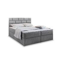 BOXBETT ARINOS 180x200 cm mit Matratze und Topper - Hellgrau - Hellgrau, Holz (180/200cm) - MASSENO