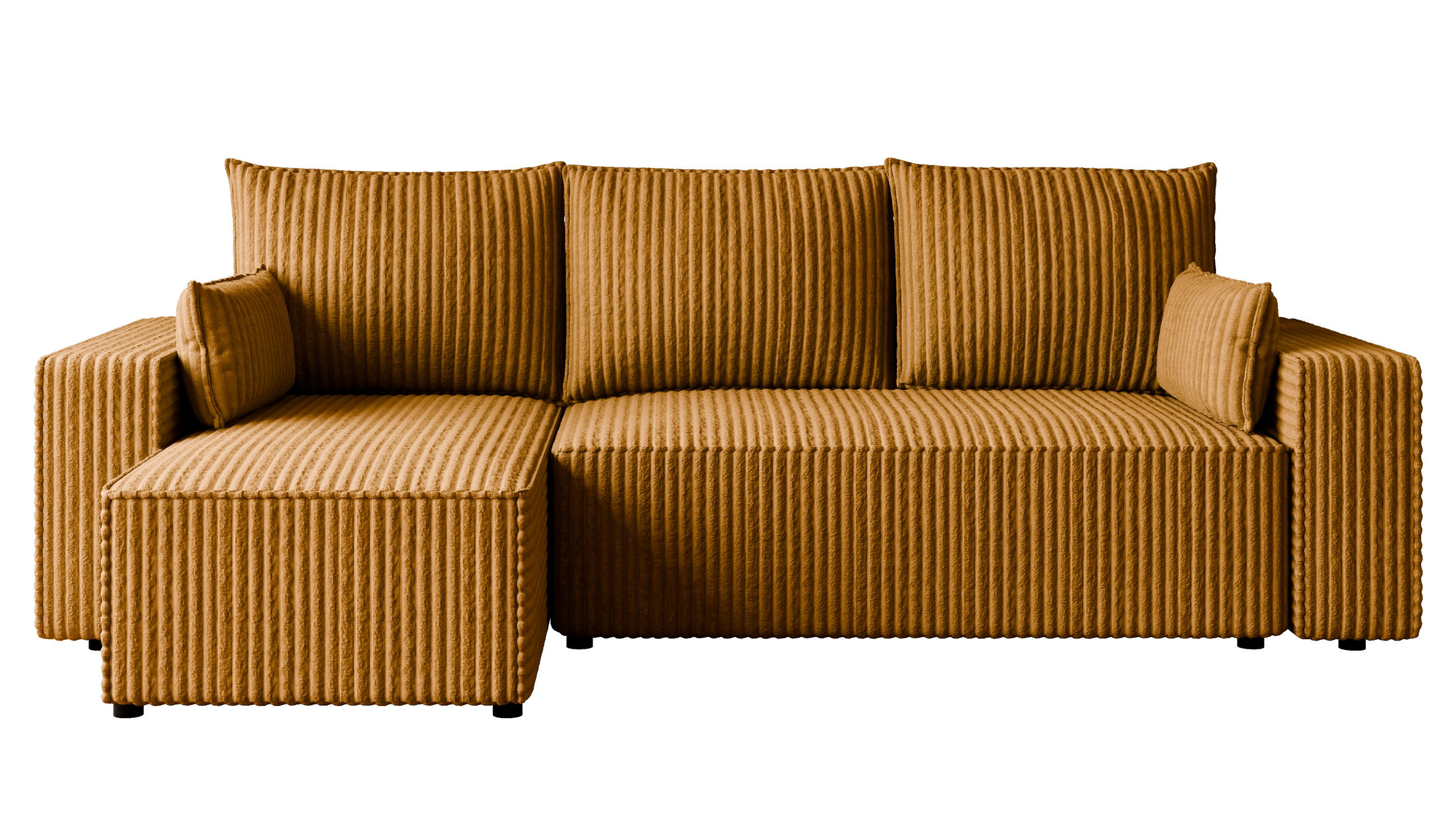 ECKSOFA Tobi mit Bettkasten und Schlaffunktion, L-Form, Cordstoff, Universal - Currygelb, Holzwerkstoff (246/145cm) - 4ALL HOME