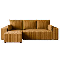ECKSOFA Tobi mit Bettkasten und Schlaffunktion, L-Form, Cordstoff, Universal - Currygelb, Holzwerkstoff (246/145cm) - 4ALL HOME