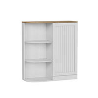 BADEZIMMERSCHRANK 68x25x76 cm Weiß & Eiche mit 3 offenen Regalen & Schrank - Weiß, Holzwerkstoff (68/76/25cm) - Modfu