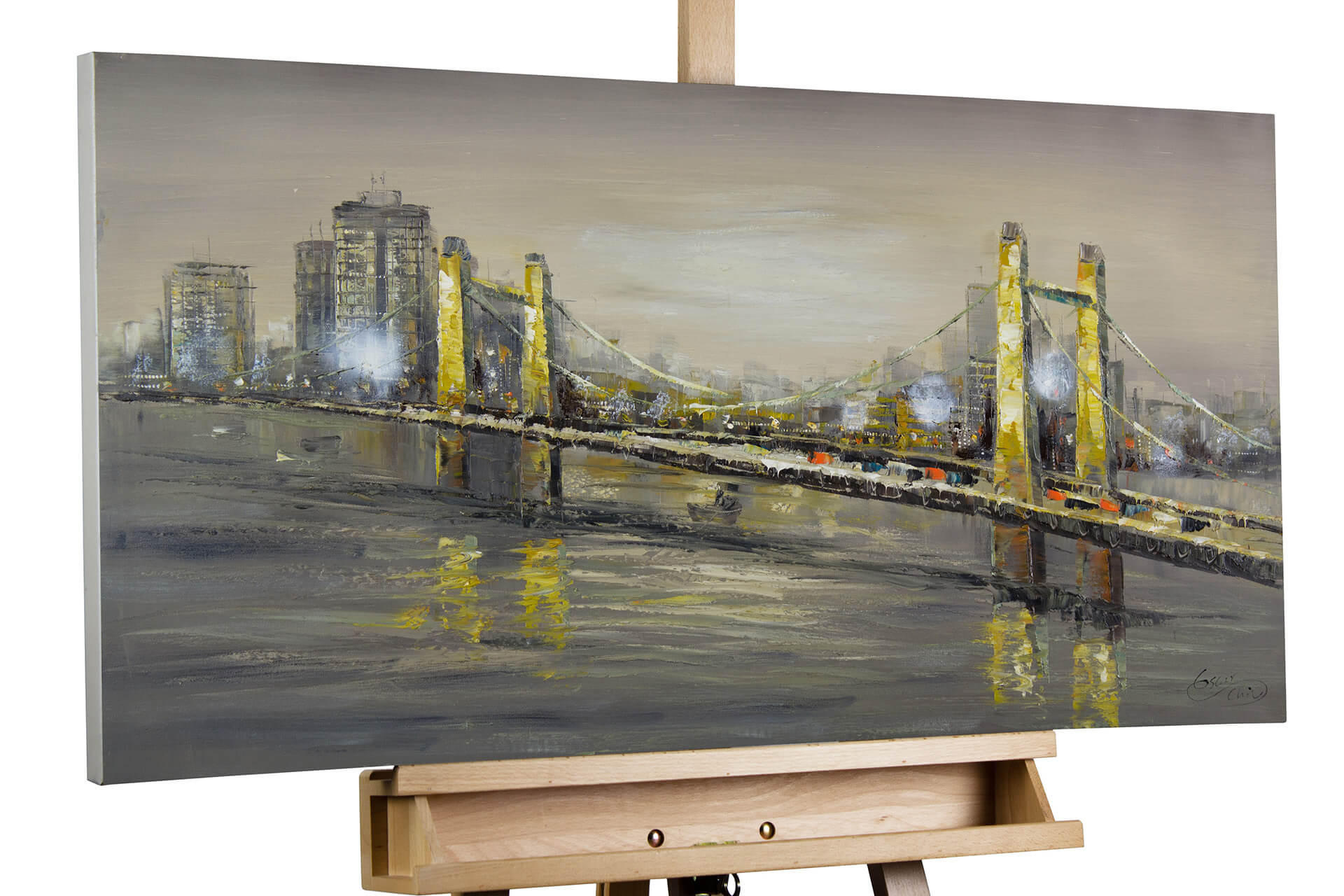 ACRYLBILD HANDGEMALT 100/50 cm - Grau, Holz/Textil (100/50cm) - KUNSTLOFT