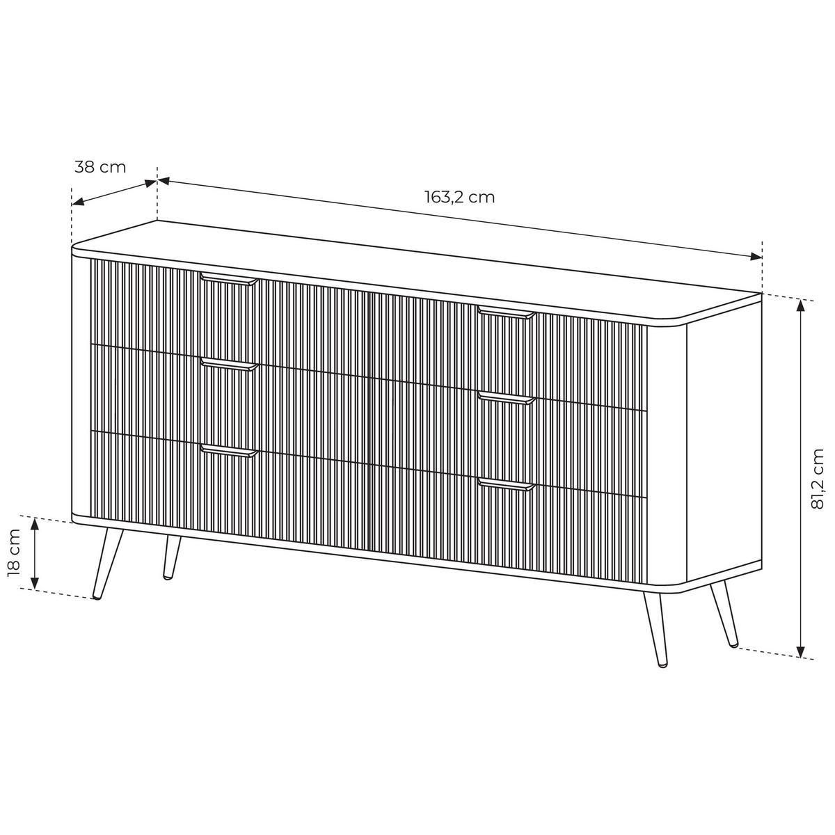 KOMMODE: 6 Schubladen, Kaschmir, goldene Beine, 163,2 x 81,2 x 38 cm - Kaschmir, Holzwerkstoff (163.2/81.2/38cm) - 3XE LIVING