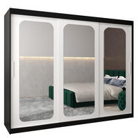 SCHWEBETÜRENSCHRANK 200/250/62 3-türig - Silberfarben/Schwarz, Holz/Kunststoff (250/200/62cm) - Abiks Möbel