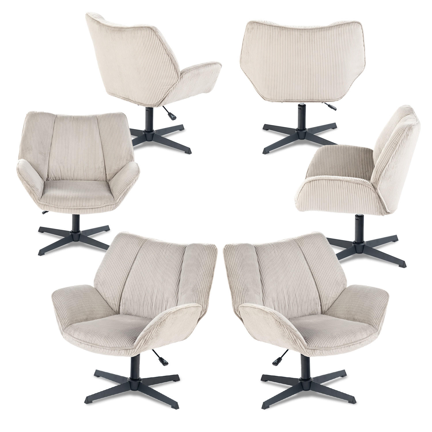 DREHESSEL 6er Set in Taupe - Taupe, Textil (72/90.5/66.5cm) - Meubles Cosy
