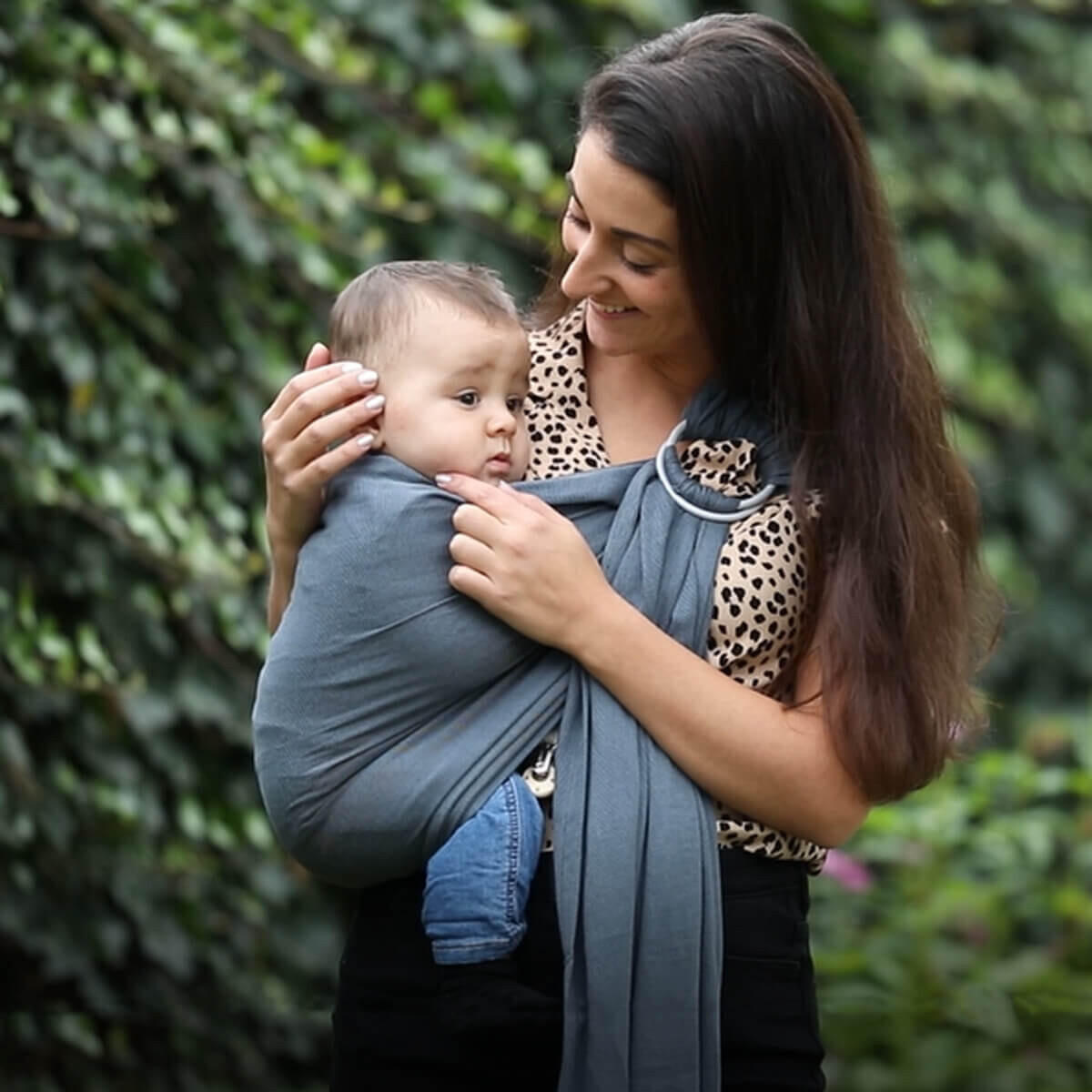 BABYTRAGETUCH Ring-Sling ultraleicht - Dunkelgrau, Textil (70/0.1/200cm) - Hoppediz