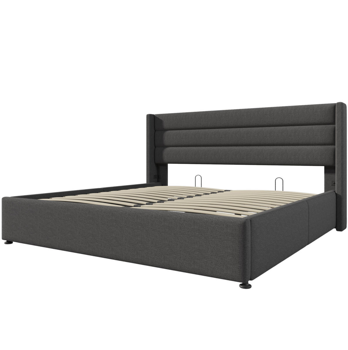TAPECIRANI krevet 140/200 cm sivi od lana s hidrauličnim spremištem - siva, tekstil (140/200cm) - OKWISH