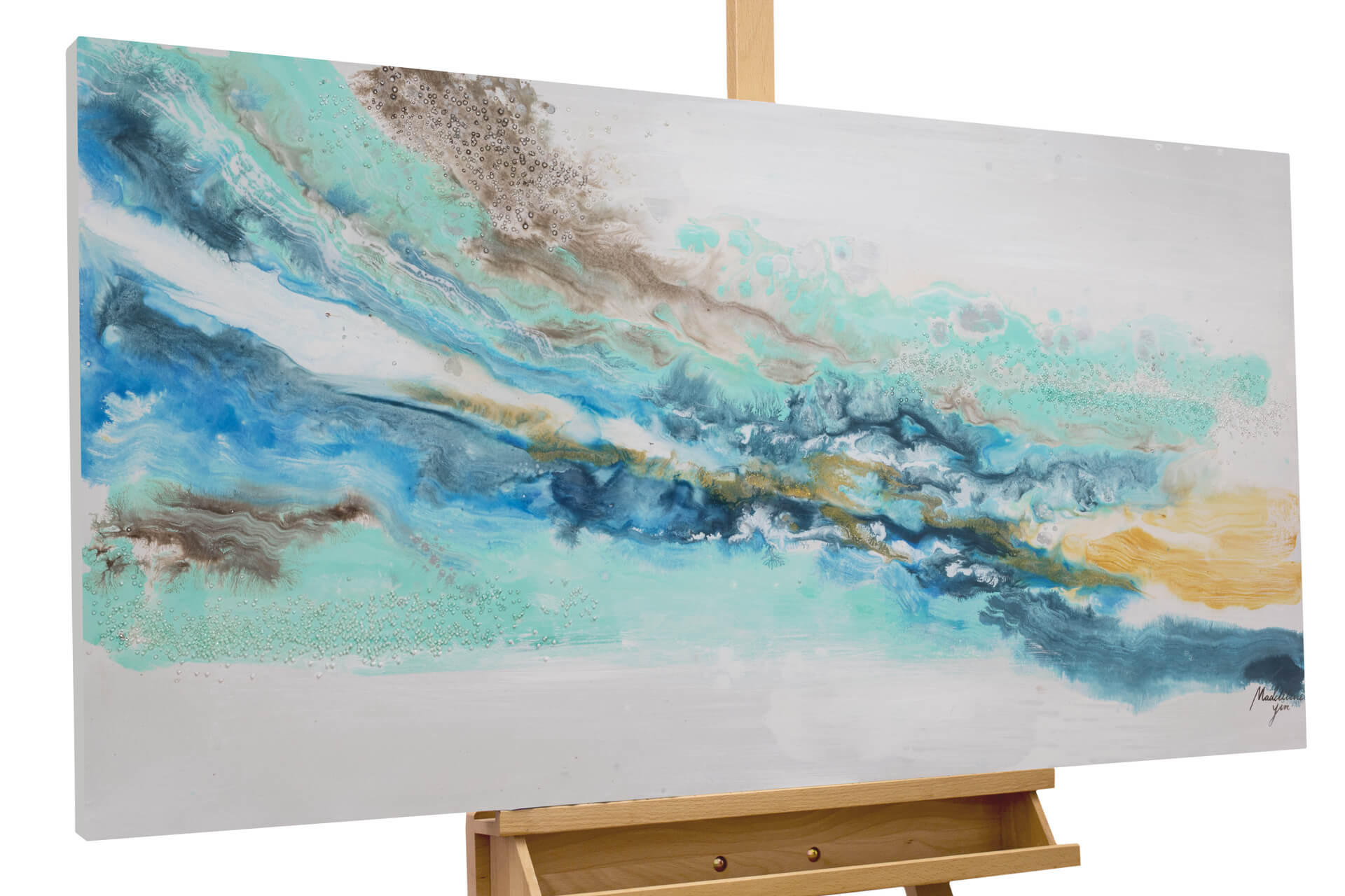 ÖLGEMÄLDE 120/60 cm - Blau/Weiß, Holz/Textil (120/60cm) - KUNSTLOFT