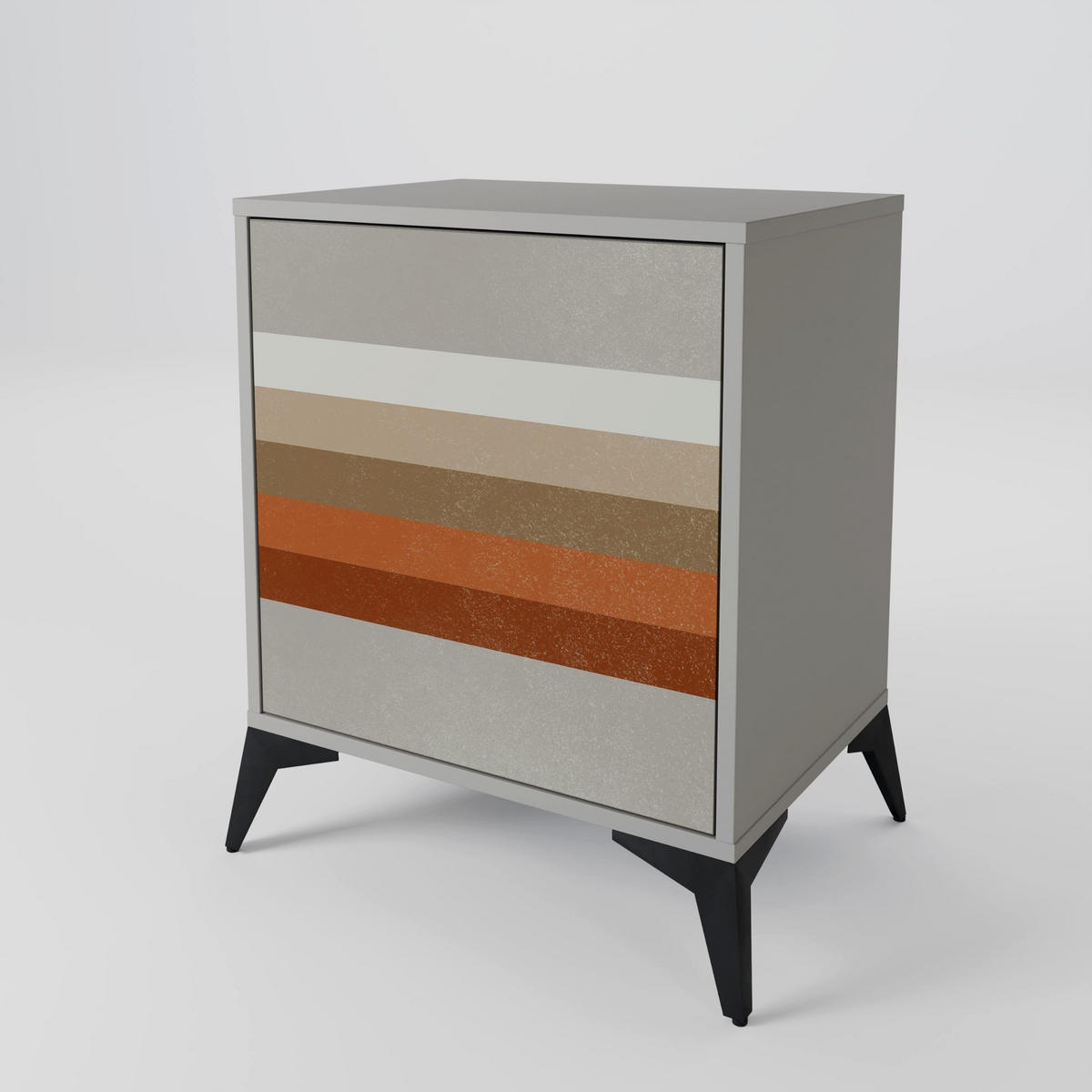 SIDEBOARD PECULIAR TRAIL, Grau, 57,5x42x67,5 cm, Schwarze Metall-Rahmenfüße - Multicolor/Schwarz, Holzwerkstoff/Metall (57.5/67.5/42cm) - SpaceRebels