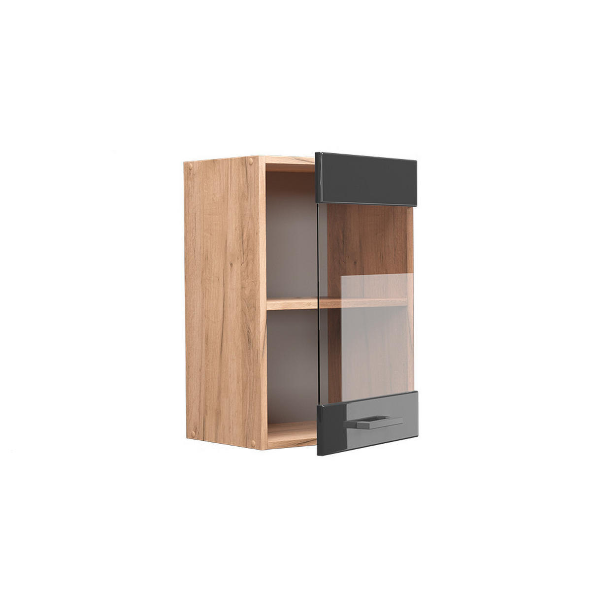 KÜCHENGLASSCHRANK R-Line Anthrazit Hochglanz 40 cm - Honigeiche/Schwarz Hochglanz, Holzwerkstoff (40/60/31cm) - Vicco